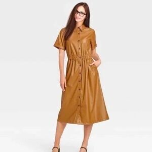 NWT Who What Wear Faux Leather Dress XS